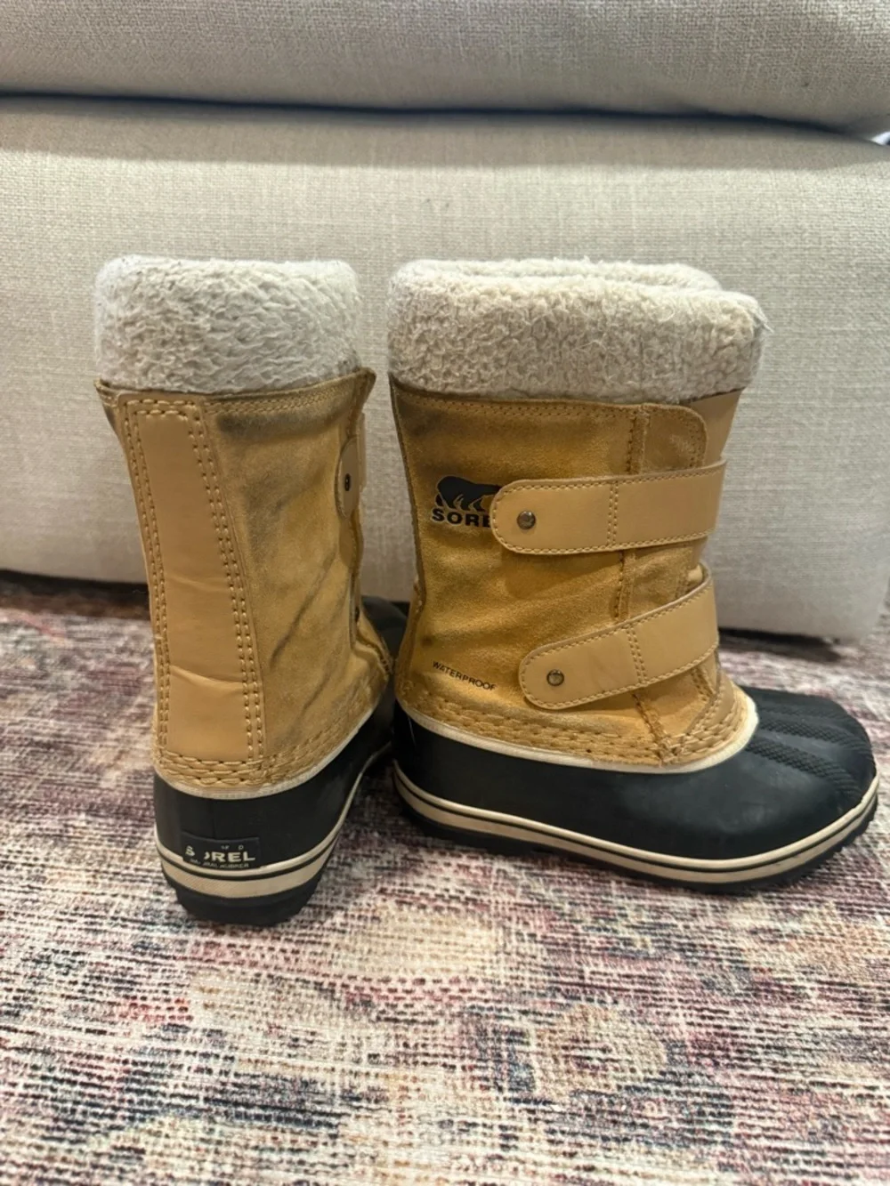 Sorel Kids Tan and Black Waterproof Winter Boots